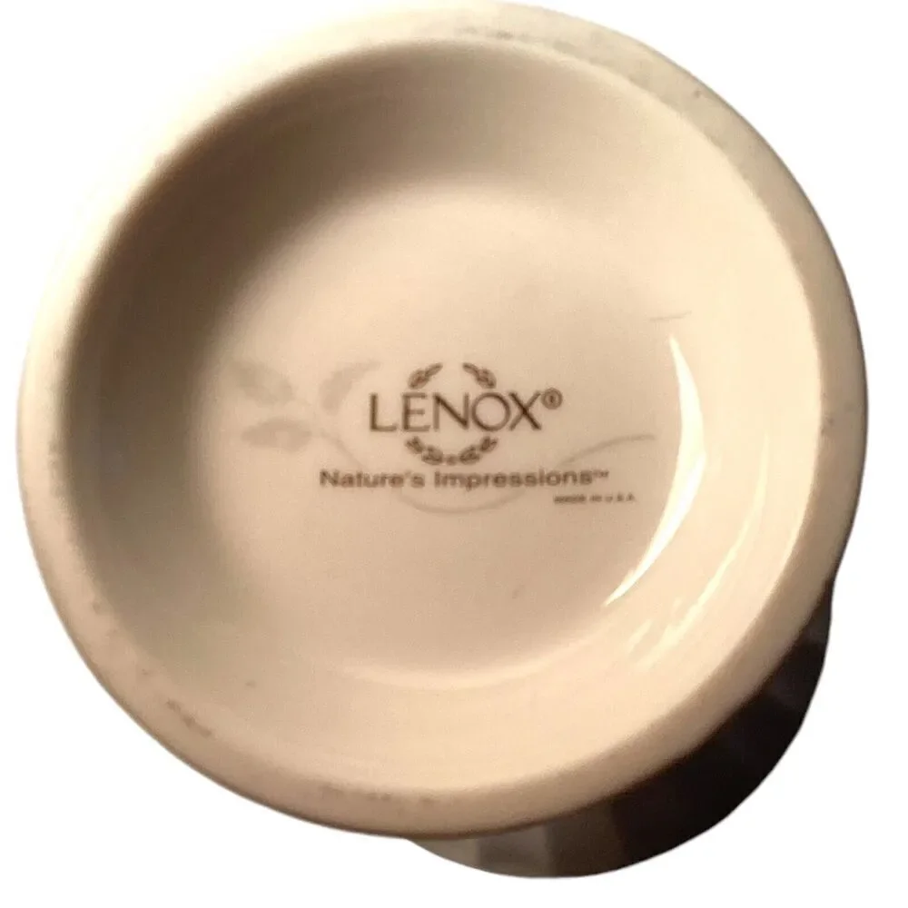 Lenox Porcelain Vase 8” Nature's Impressions Gold Trim Muted Fall Autumn Leaves